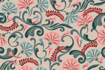 Ethnic wallpaper, seamless fabric pattern, abstract ikat, carpet, fabric, batik