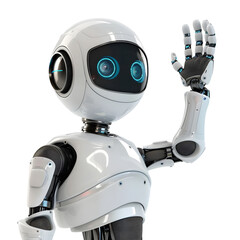 Cute small robot isolated on transparent background