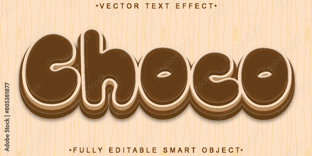 Poster sweet choco vector fully editable smart object text effect