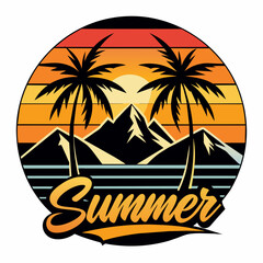 Fototapeta premium Summer vibes vector illustration. This is an editable file.