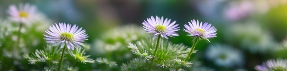 A blurred background of delicate white flowers amidst vibrant green foliage, perfect for nature-themed projects.