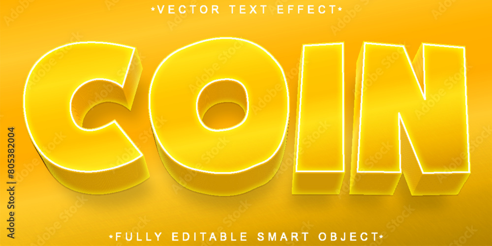 Poster colden coin vector fully editable smart object text effect
