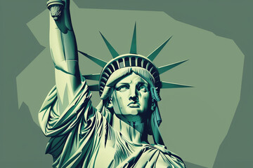 Colorful Vector Illustration of the Statue of Liberty, Iconic Symbol