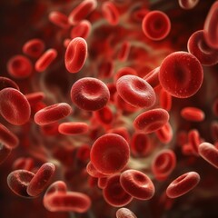 Red Blood Cells Flowing Inside a Blood Vessel