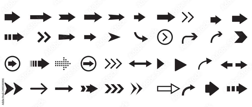 Poster arrow icons set. arrow collection. simple arrow big set. vector illustration