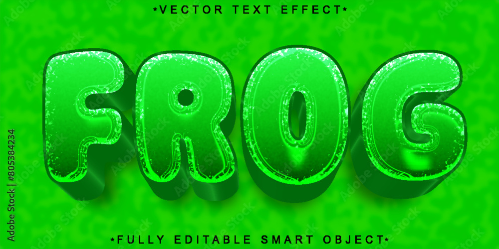 Poster green cartoon frog vector fully editable smart object text effect