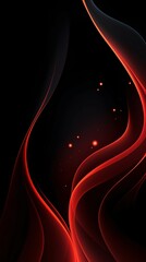 Black background wallpaper for phone with abstract red waves