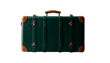old green suitcase, isolated