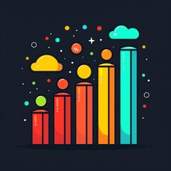 Sleek and simple depiction of a bar chart comparing different social media platforms user engagement
