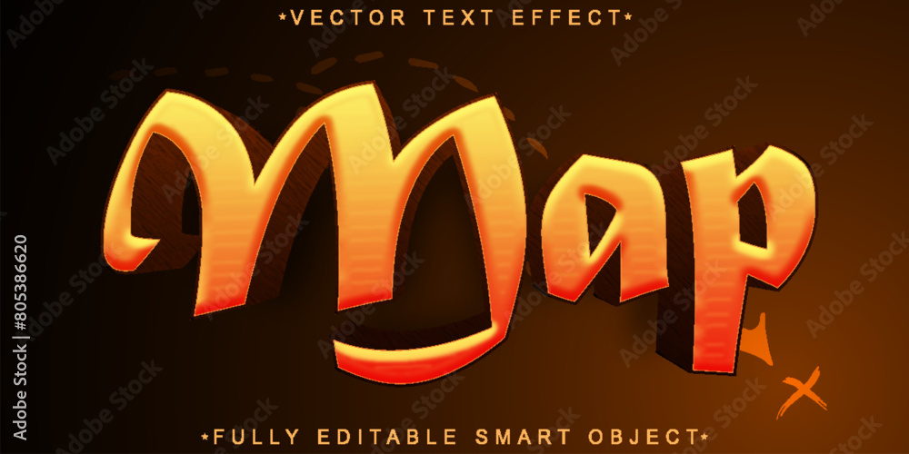 Poster treasure map vector fully editable smart object text effect