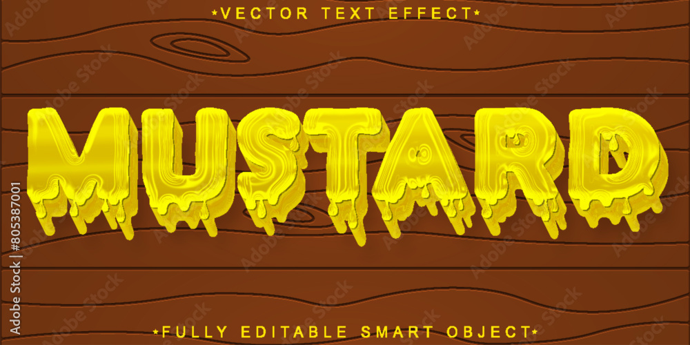 Poster cartoon fluid yellow mustard vector fully editable smart object text effect