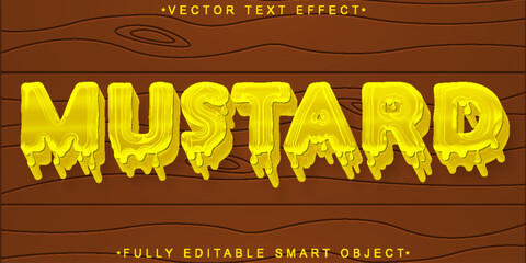 Cartoon Fluid Yellow Mustard Vector Fully Editable Smart Object Text Effect