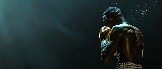 Boxer with Golden Gloves Profile shot