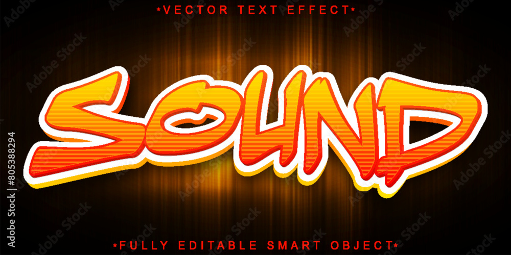 Poster shiny orange sound vector fully editable smart object text effect