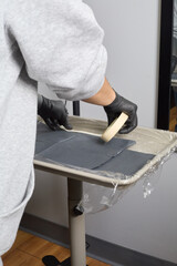 Tattoo work station photograph.