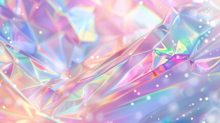 iridescent background with geometric shapes and sparkles, pastel colors, cute aesthetic, dreamy and ethereal in the style of various artists.