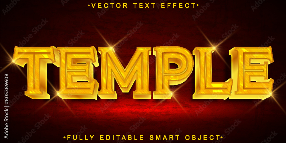 Poster Golden Shiny Temple Vector Fully Editable Smart Object Text Effect