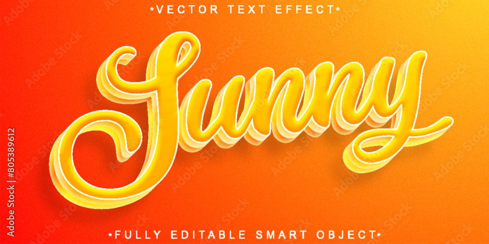 Wall mural Cartoon Sunny Vector Fully Editable Smart Object Text Effect - Wall murals
