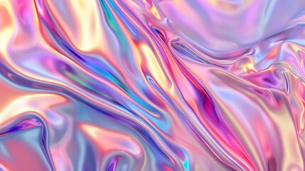 Iridescent holographic rainbow pastel colors digital art phone wallpaper with iridescence and opalescence in the style of rainbow fluid design.