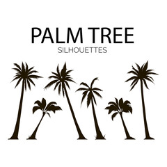 vector silhouettes set of palm trees
