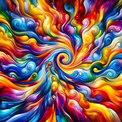 Fototapeta premium Rainbow Rapture characterized by abstract colorful shapes cascading and intertwining in a radiant display of vibrant hues and energetic patterns