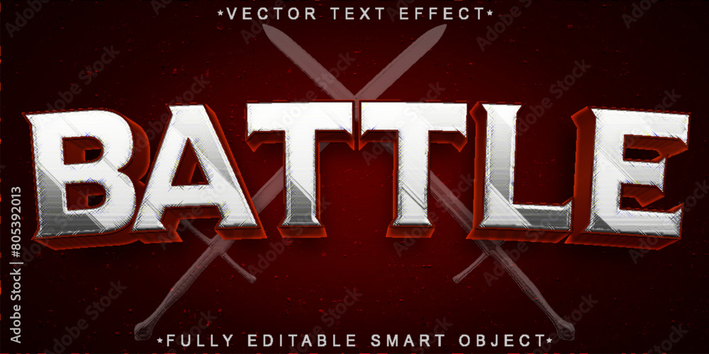 Poster silver battle vector fully editable smart object text effect