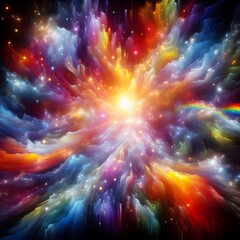 Fototapeta premium Rainbow Rapture characterized by abstract colorful shapes cascading and intertwining in a radiant display of vibrant hues and energetic patterns