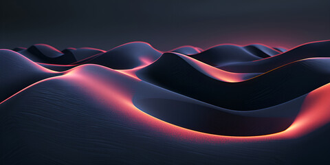 Mysterious dark background with waves and red lights