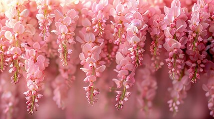 Pink wisteria floral background, best for web, banner, travel, and tranquil background.