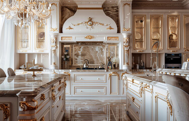 Fragment of modern classic luxury kitchen