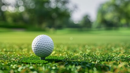 Obraz premium A Golf Ball Poised Perfectly on the Tee, Awaiting the Swing