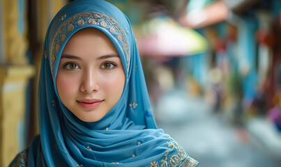 Smiling Young Malay Hijabi Woman, Big Eyes, Facebook Profile Picture, Indoor Home Setting