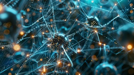 A network of machines working together to solve complex problems, close-up