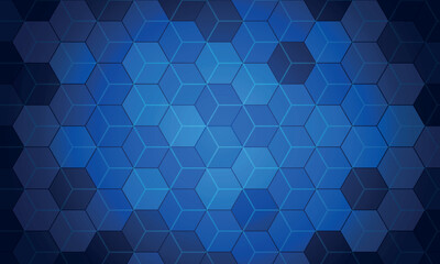 Obraz premium Hexagon pattern. Blue technology background. Texture of geometric shapes, hexagons. Lines, dots, cells, honeycombs.