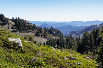 breathtaking panoramic view into the valley of the lassen volcanic national park, California