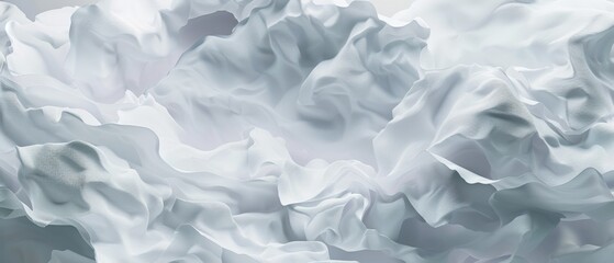 A grayscale image of a crumpled, silky fabric.