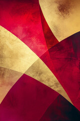 bold geometric shapes of crimson and gilded yellow, ideal for an elegant abstract background