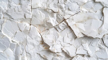 A close up of a cracked white wall.