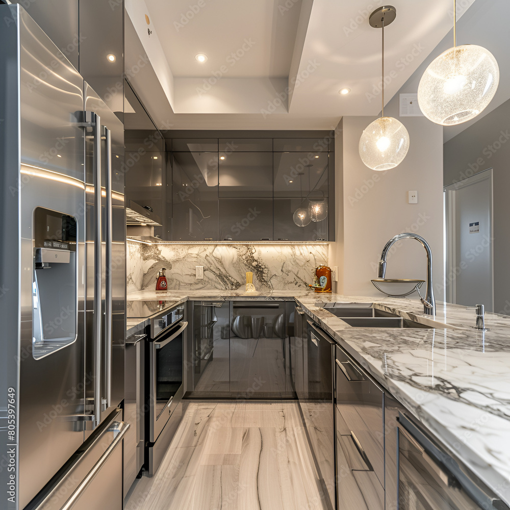 Wall mural modern kitchen in house