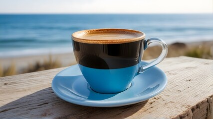 coffee on the beach, ai generated