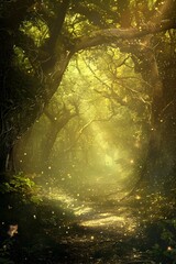 Whispers of Secrets A Mystical Forest Radiating with Magical Energy