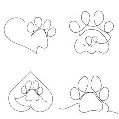 Dog paw continuous single one line drawing art vector design