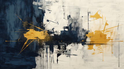 Contemporary Art of Rough Charcoal Sketch Splatter Oil Painting on Old Paper White Background