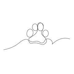 Dog paw continuous single one line drawing art vector design