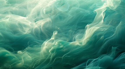 A fluid motion of smoke in sea green and turquoise, weaving through the air like waves on a tropical ocean.