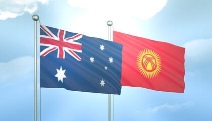 Australia and Kyrgyzstan Flag Together A Concept of Relations