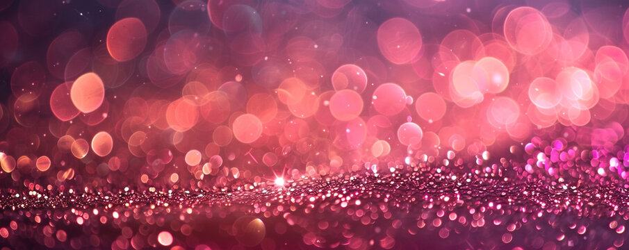 Hot Pink Glitter Lights on a Blurry Background, Vibrant and Playful for Fun Projects