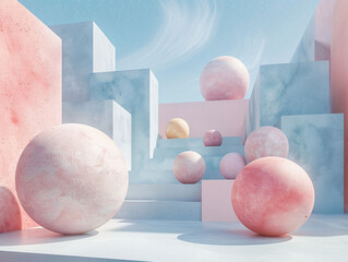 Subtle Depth Background, Pastel spheres of varying sizes create playful mystery in minimalist designs