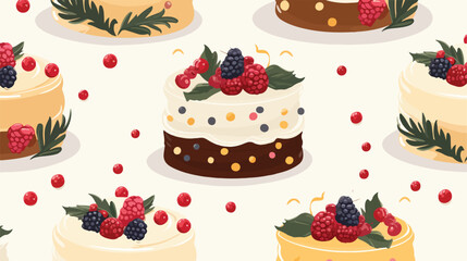 Seamless pattern with wedding or birthday cakes dec