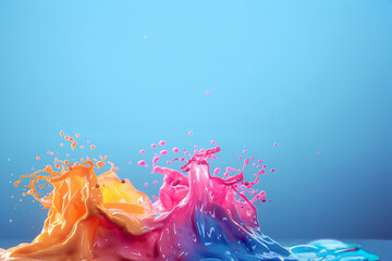 Colored paint splashes in water various colors. 4k video. Fluid art abstract texture. Colorful Paint Splashes in Super Slow Motion Isolated on White Background,